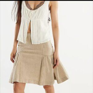 FREE PEOPLE STANSBURY LINEN MIDI SKIRT TAN KHAKI NEW $128 4